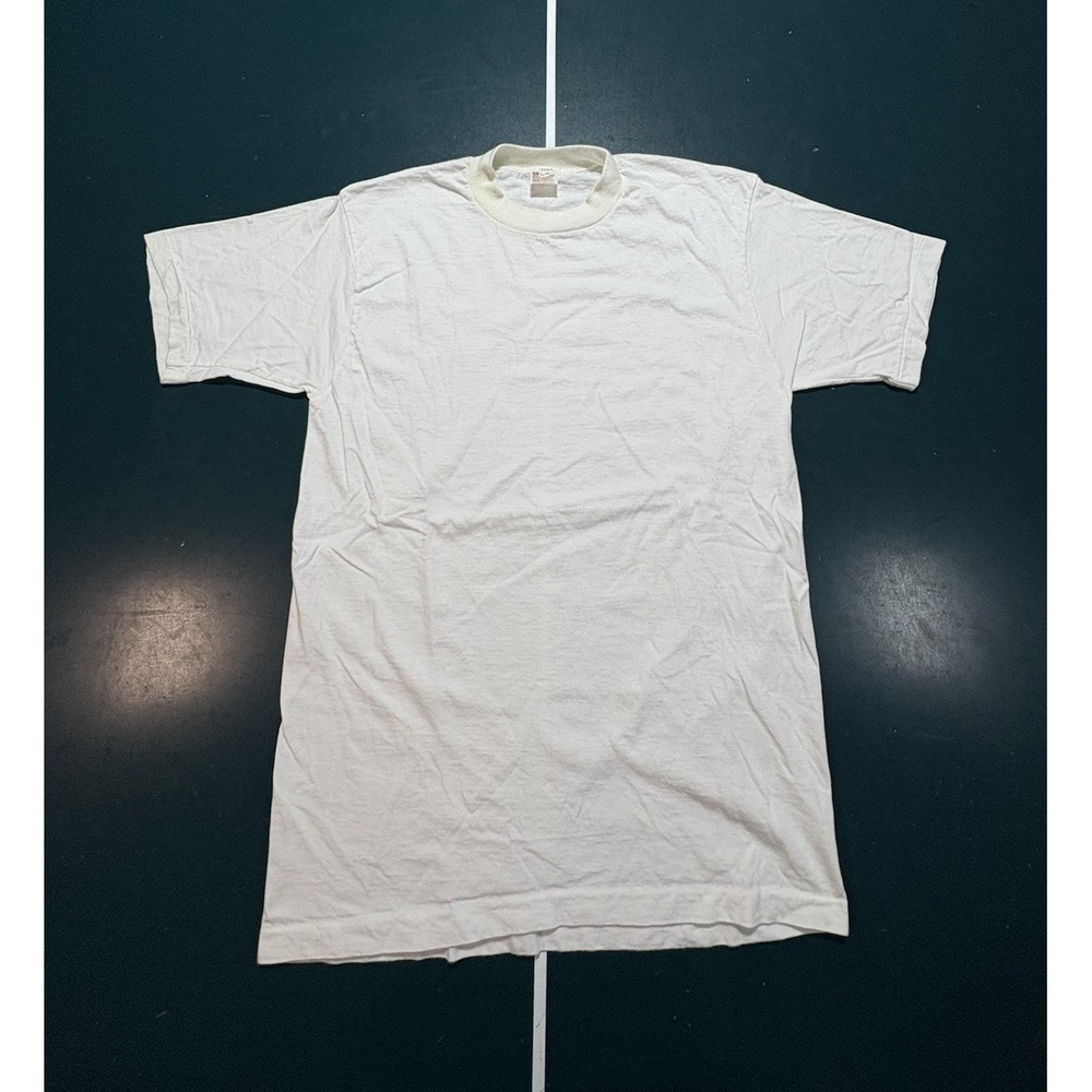 Vintage 70s JC Penney Blank White T-Shirt Medium Single Stitch Paper Thin EUC
